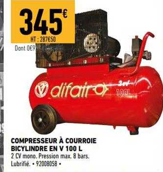 compresseur ) courroie bicylindre en v 100l difair