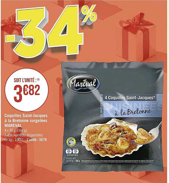 coquilles saint-jacques à la bretonne surgelées mareval