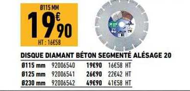 disque diamant béton segmenté alésage 20