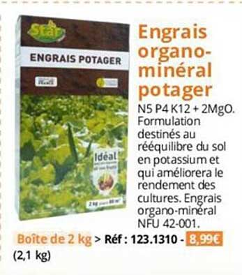 engrais organominéral potager star