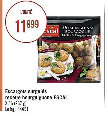 escargots surgelés recette bourguignonne escal