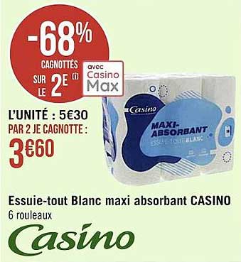 essuie-tout blanc maxi absorbant casino