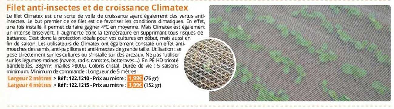 filet anti-insectes et de croissance climatex