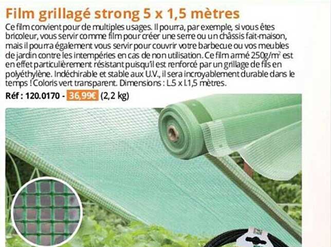 film grillagé strong 5 x 1,5 mètres