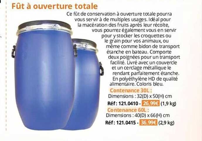 fût à ouverture totale