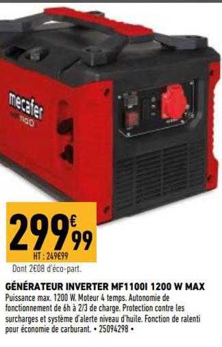 générateur inverter mf1100i 1200 w max mecafer