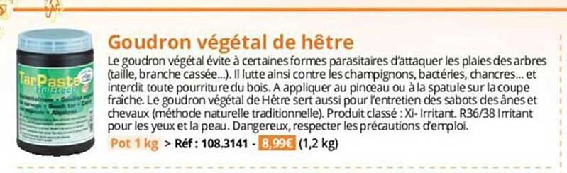 goudron végétal de hêtre