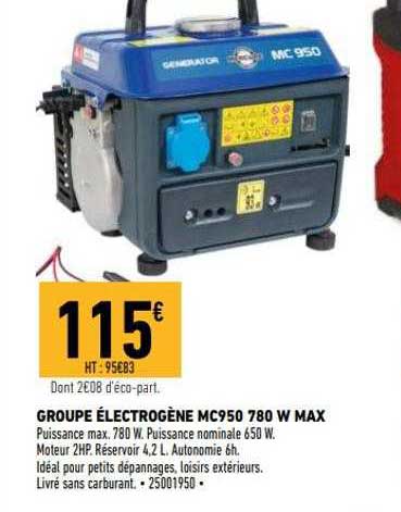 groupe électrogène mc950 780 w max