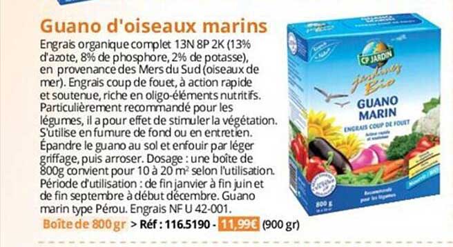 guano d'oiseaux marins jardin