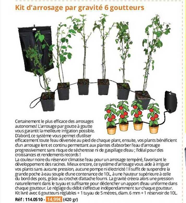 kit d'arrosage par gravité 6 goutteurs