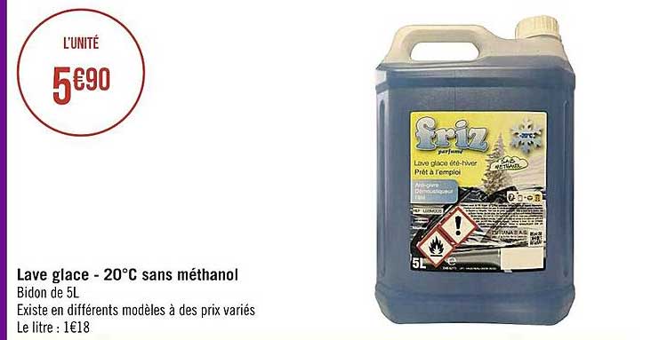 lave glace -20° c sans méthanol