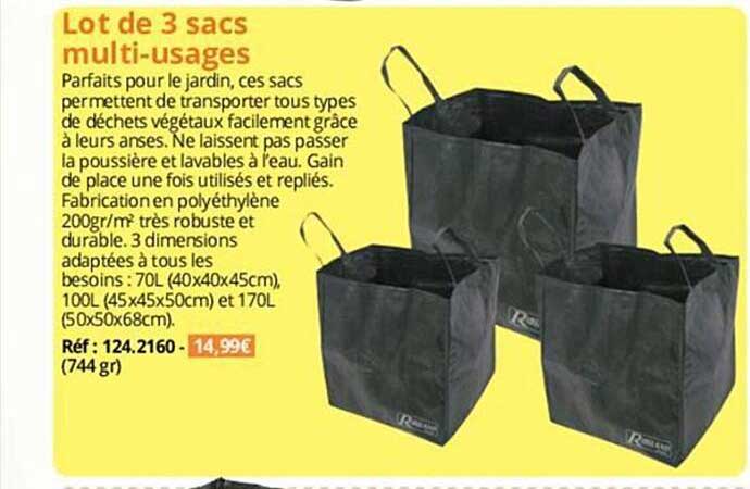 lot de 3 sacs multi-usages