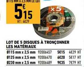 lot de 5 disques à tronçonner les matériaux