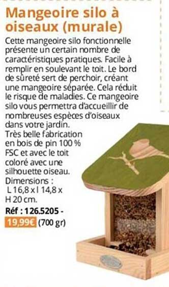 mangeoire silo à oiseaux (murale)