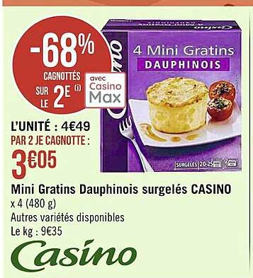 mini gratins dauphinois surgelés casino