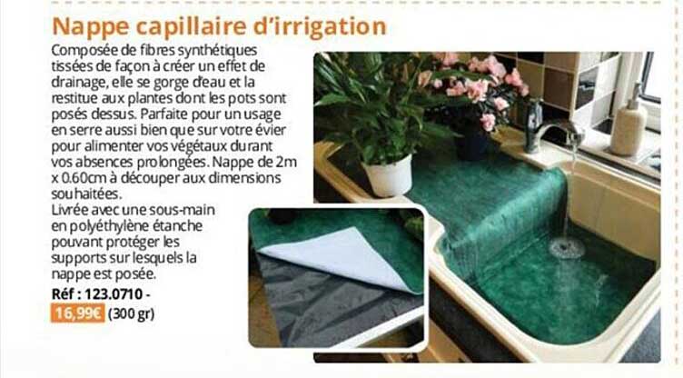 nappe capillaire d'irrigation