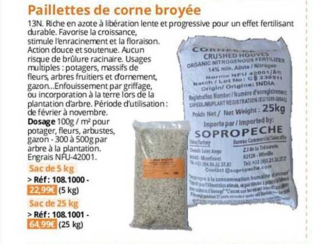 paillettes de corne broyée