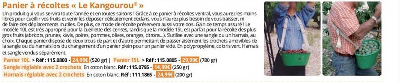 panier à récoltes «le kangourou»