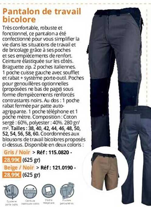 Pantalon De Travail Bicolore