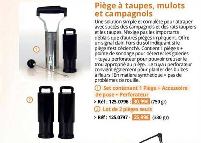 piège à taupes, mulots et campagnols