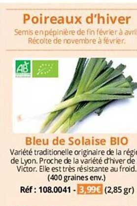 poireaux d'hiver bleu de solaise bio