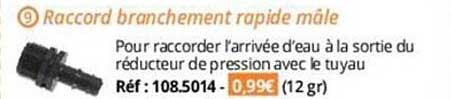 raccord branchement rapide mâle