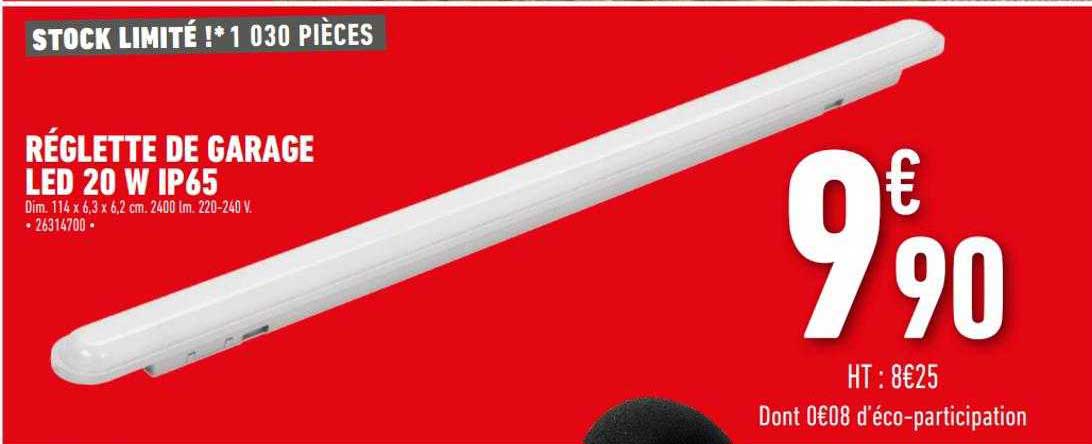 réglette de garage led 20 w ip65