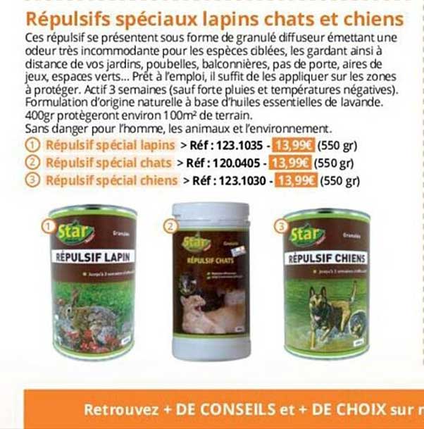 répulsifs spéciaux lapins chats et chiens
