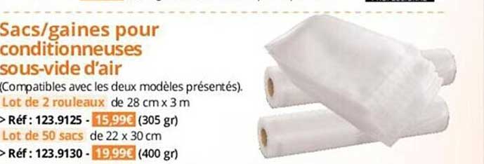 sacs-gaines pour conditionneuses sous-vide d'air