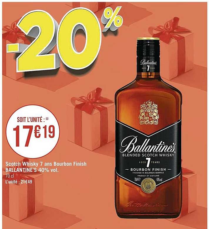 scotch whisky 7 ans bourbon finish ballantine's 40% vol.