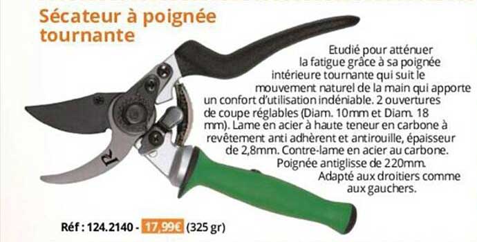 sécateur à poignée tournante