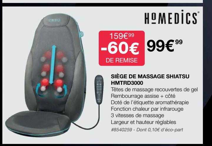 siège de massage shiatsu hmtrd3000 homedics