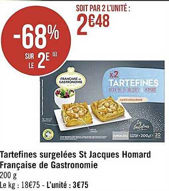 tartefines surgelées st jacques homard française de gastronomie