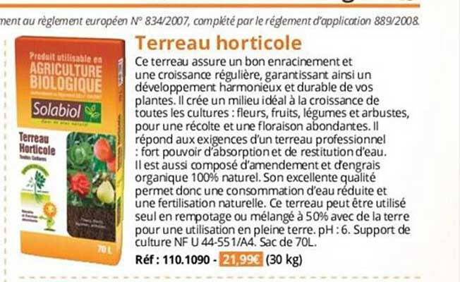 Terreau Horticole Solabiol