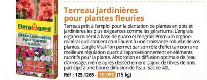 Terreau Jardinières Pour Plantes Fleuries Flora Gard