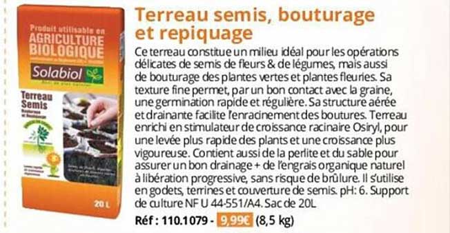 terreau semis, bouturage et repiquage solabiol