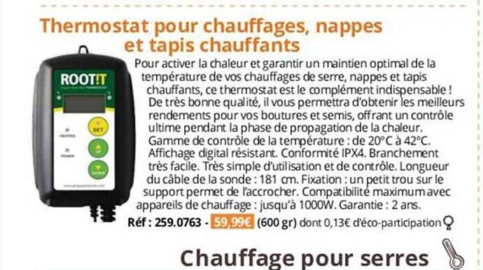 thermostat pour chauffages, nappes et tapis chauffants