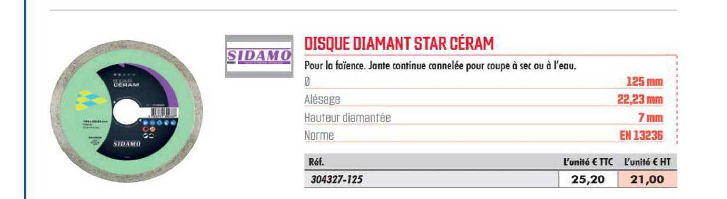 disque diamant star céram sidamo