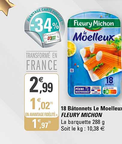 18 bâtonnets de moelleux fleury michon