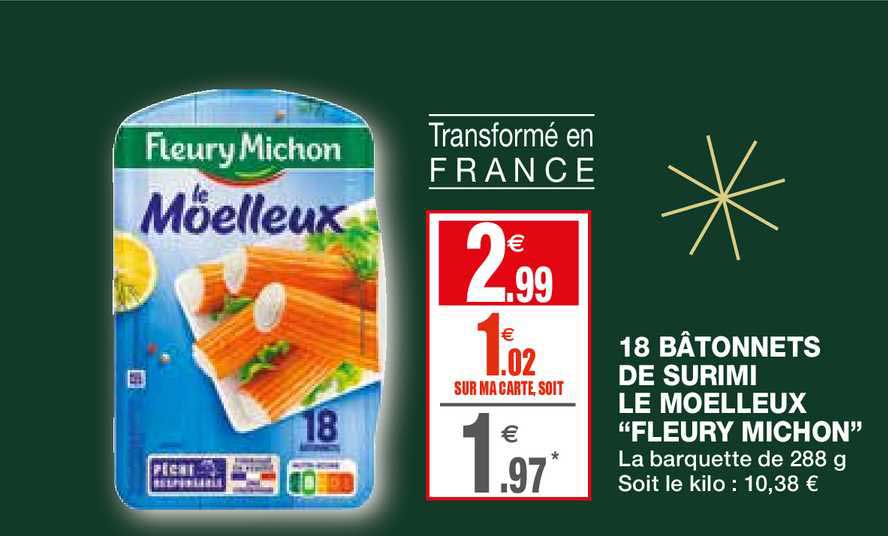 18 bâtonnets de surimi le moelleux fleury michon