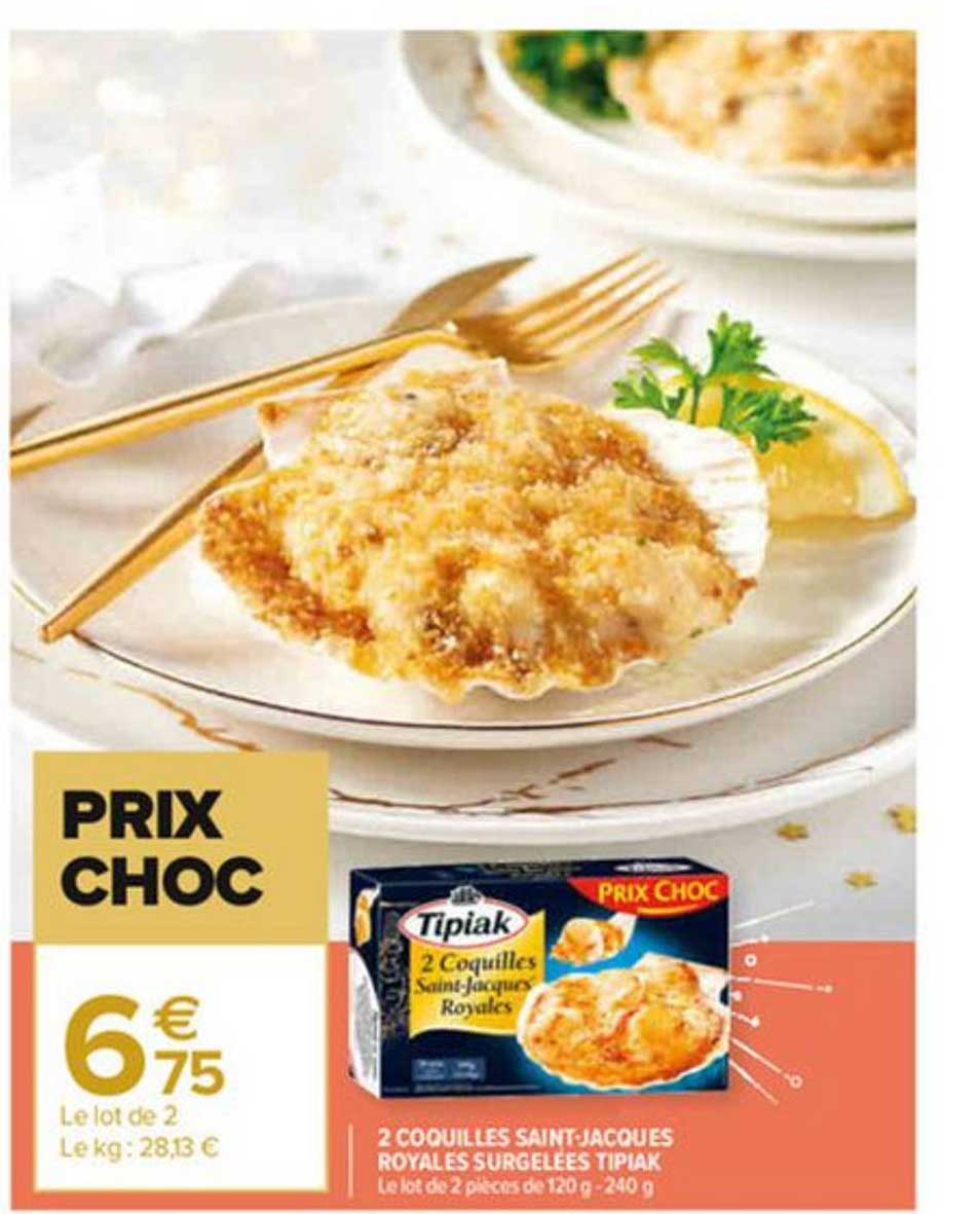 2 coquilles saint-jacques royales surgelées tipiak
