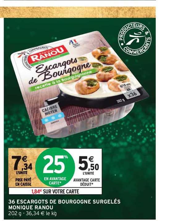 36 escargots de bourgogne surgelés monique ranou