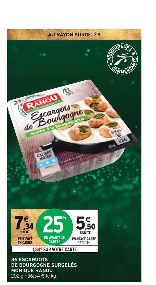 36 escargots de bourgogne surgelés monique ranou