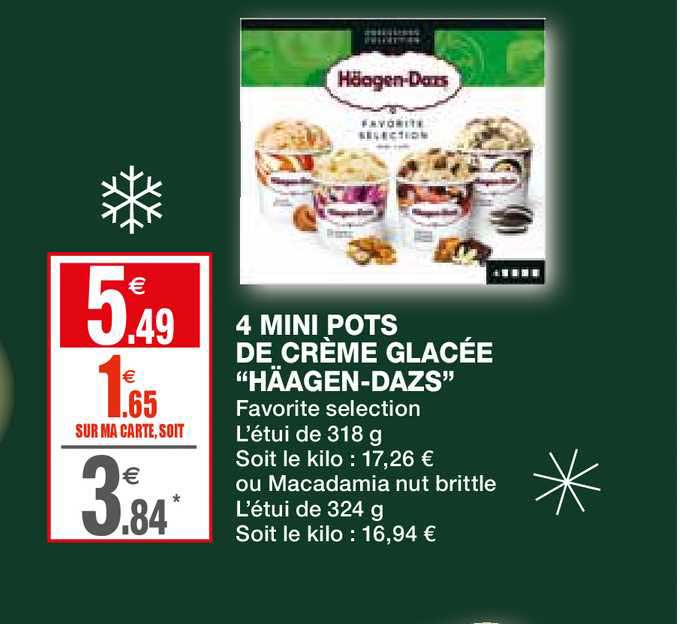 4 mini pots de crème glacée häagen dazs