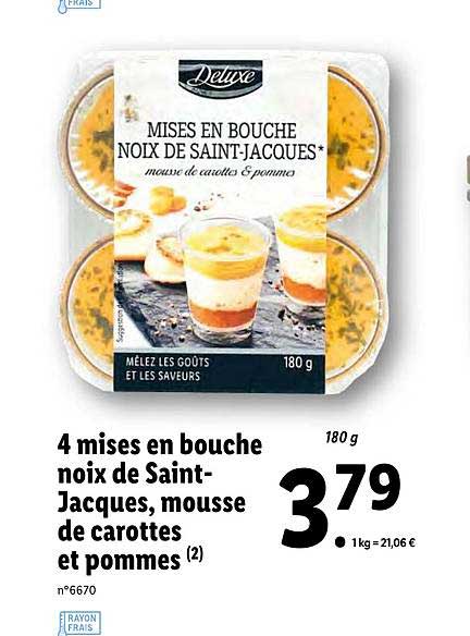 4 Mises En Bouche Noix De Saint-jacques, Mousse De Carottes Et Pommes Deluxe