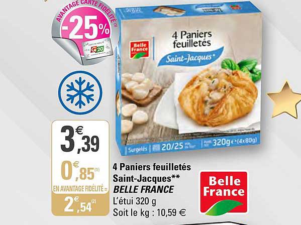 4 paniers feuilletés saint jacques belle france