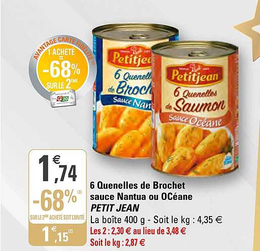 6 quenelles de brochet sauce nantua ou océane petit jean