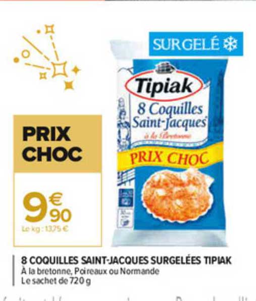 8 coquilles saint-jacques surgelées tipiak