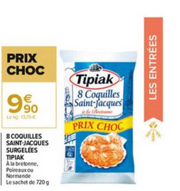 8 coquilles saint-jacques surgelées tipiak