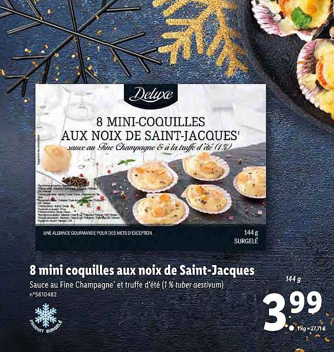 8 mini coquilles aux noix de saint jacques deluxe